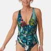 Triumph BOTANICAL LEAF Maillot De Bain Blue Dark Combination Femme